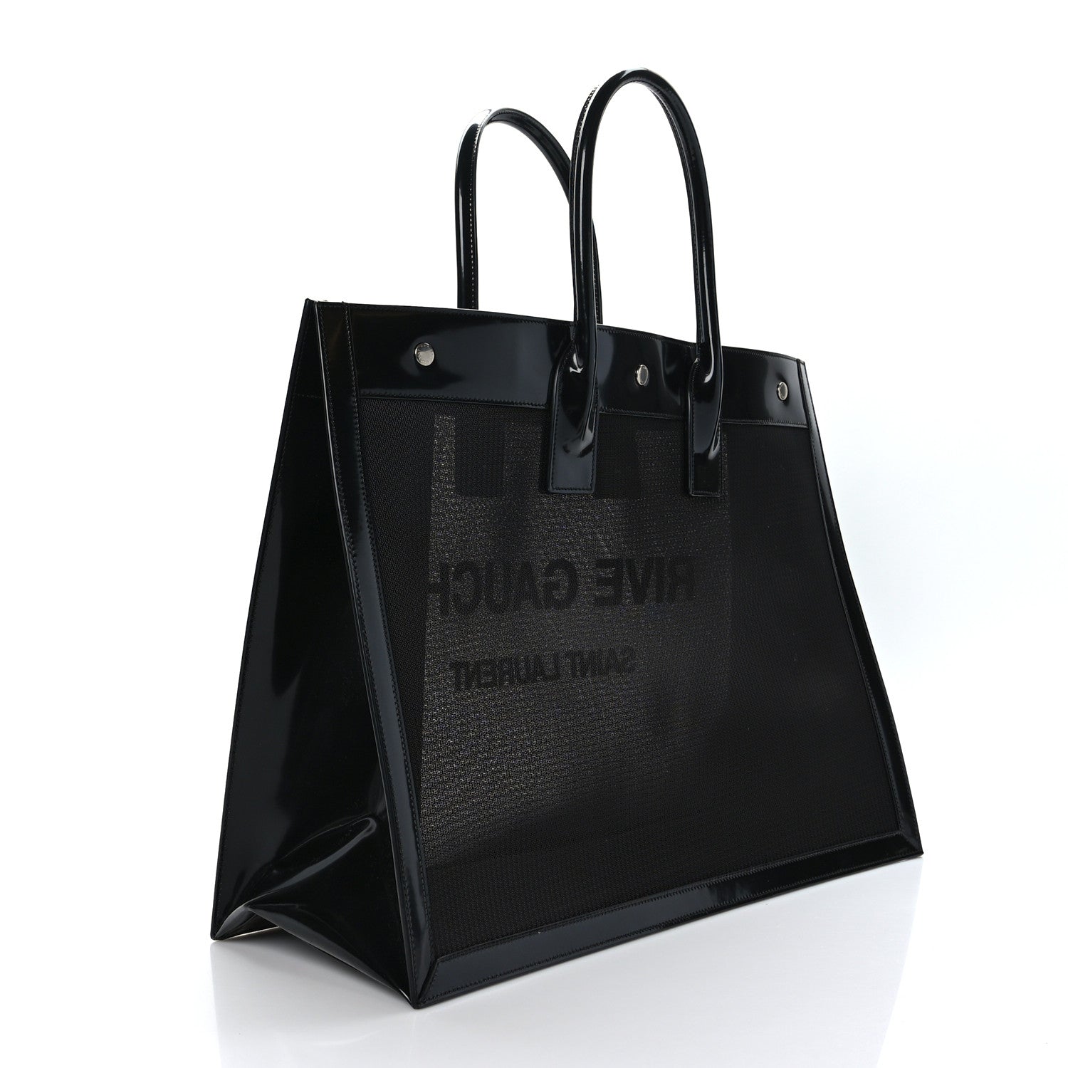 Saint Laurent Mesh Patent Rive Gauche Tote Black 2 of 7