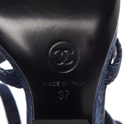 Chanel Denim Sandals 37 Dark Blue 8 of 10