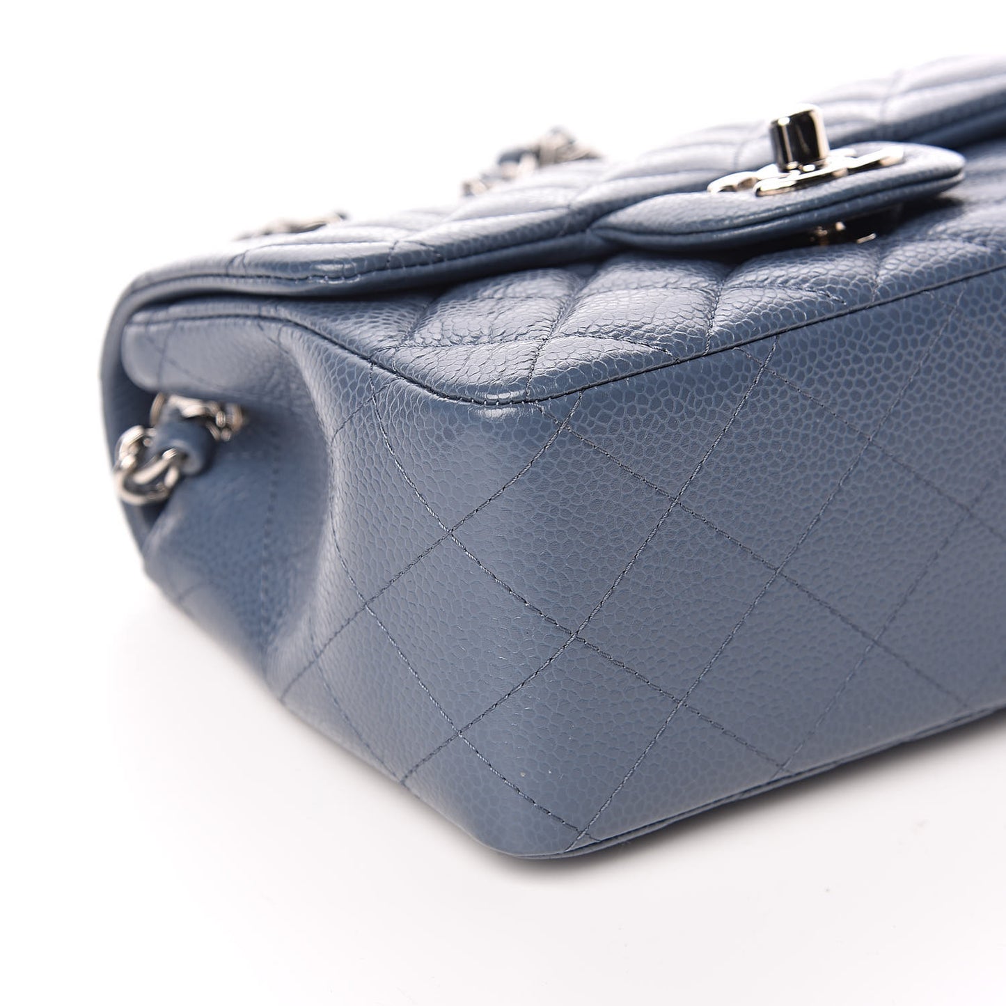 Caviar Quilted Mini Square Flap Dark Blue