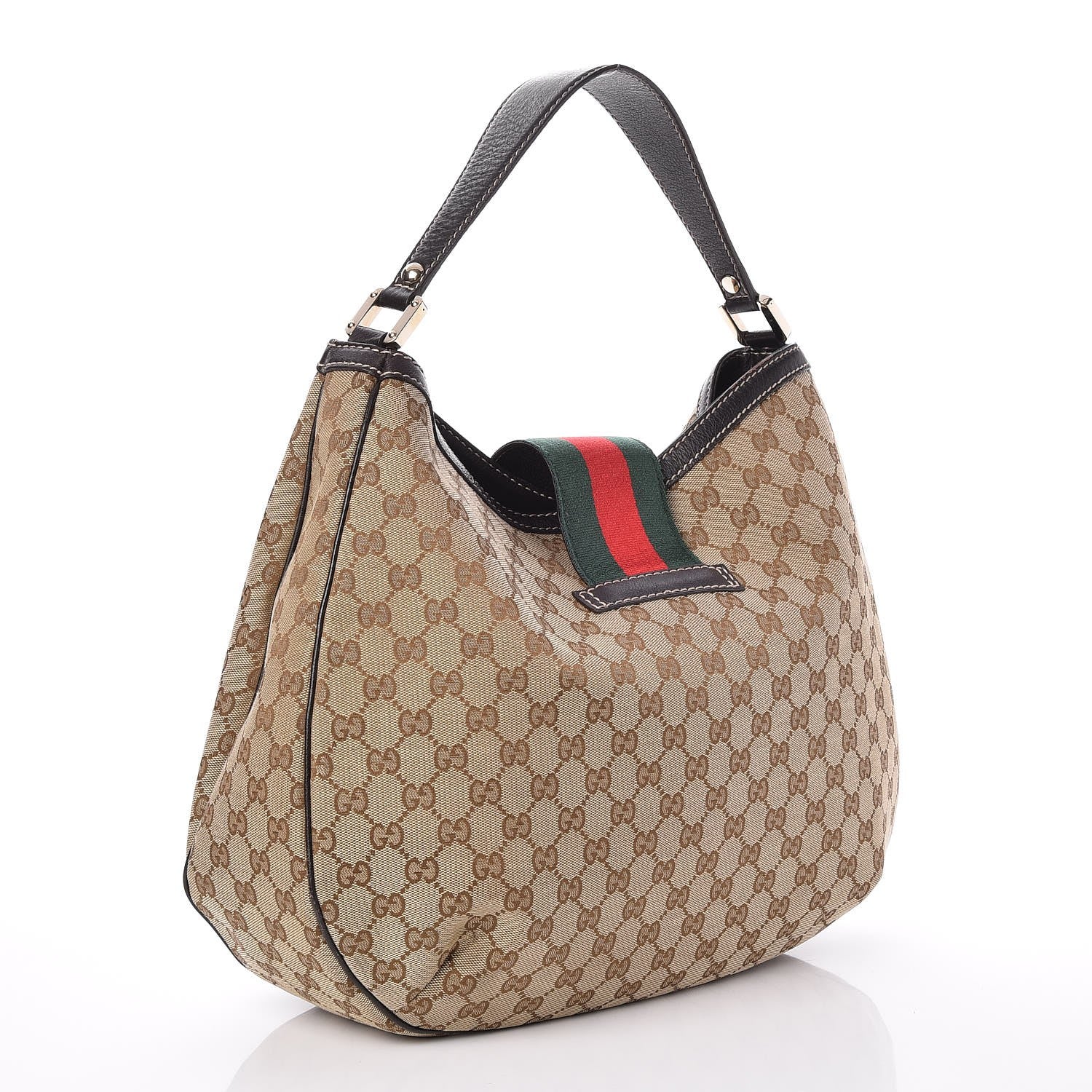 Gucci Monogram Large New Ladies Web Hobo Dark Brown 3 of 7