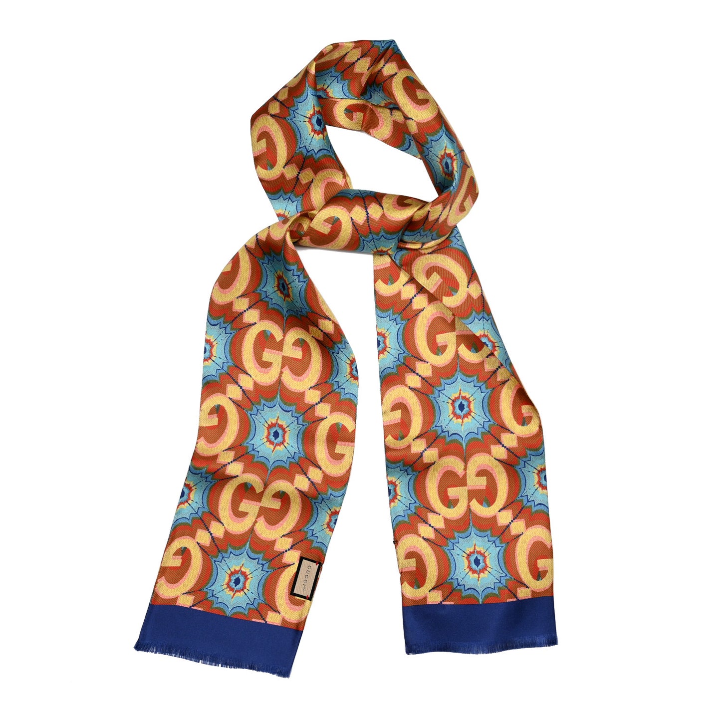 Silk Twill Sr Chocy Scarf Light Brown Yellow