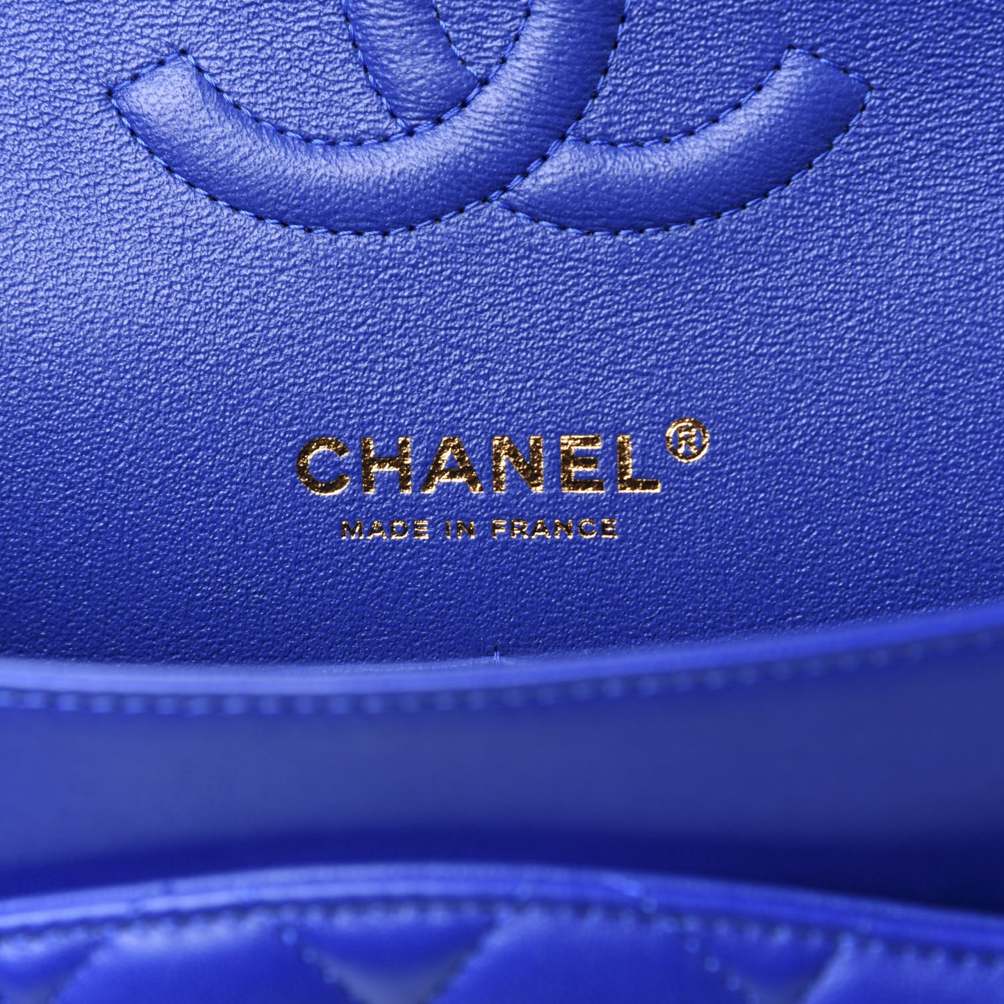 Lambskin Quilted Medium Double Flap Blue