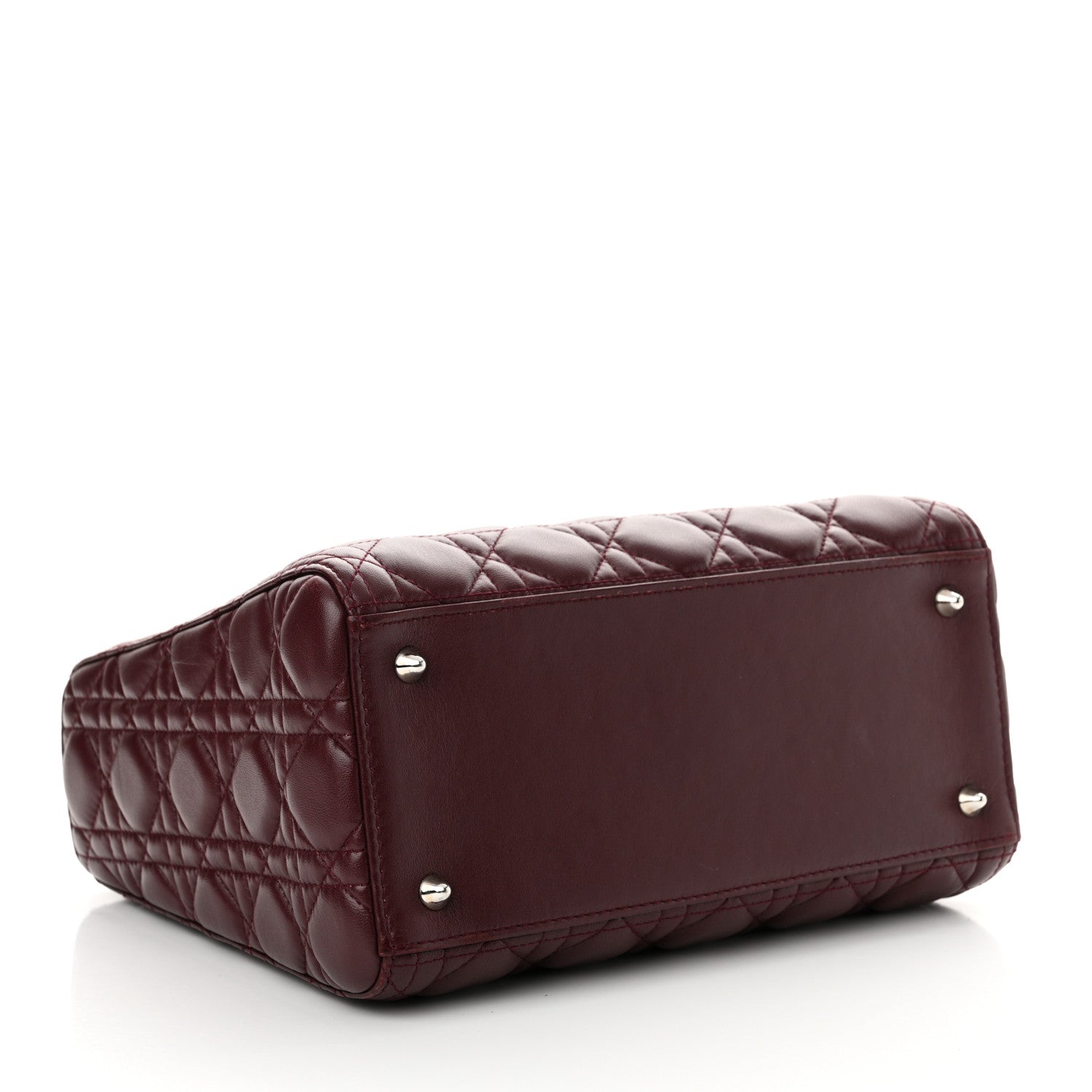 Christian Dior Lambskin Cannage Medium Lady Dior Burgundy 4 of 13