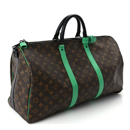 Louis Vuitton Monogram Macassar Keepall Bandouliere 50 Minty Green 2 of 8