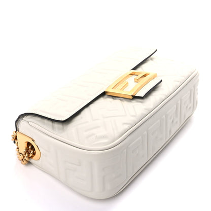 Fendi Nappa Small FF Embossed Midi Chain Baguette  White 8 of 8