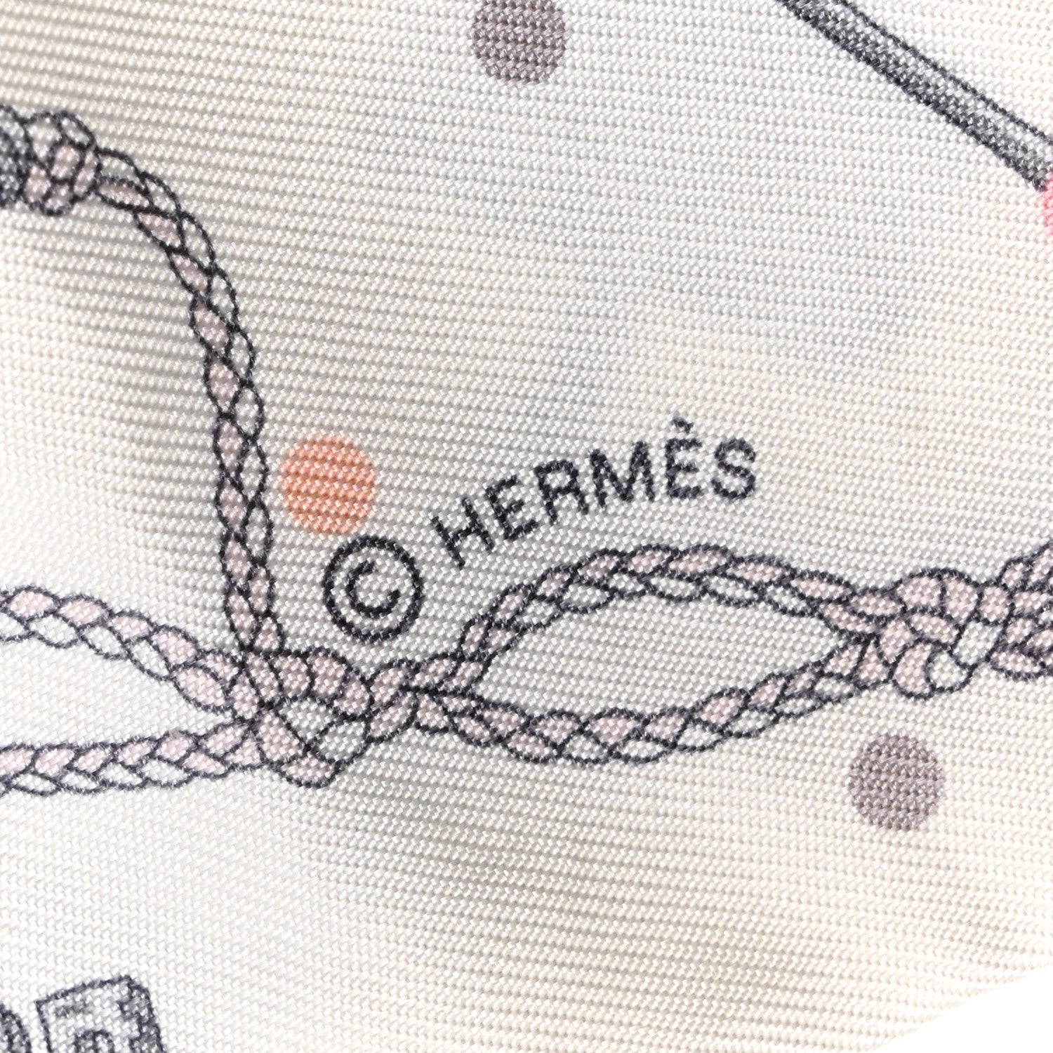Hermes Silk Les Cles A Pois Twilly White Gris Acier 4 of 5