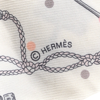 Hermes Silk Les Cles A Pois Twilly White Gris Acier 4 of 5