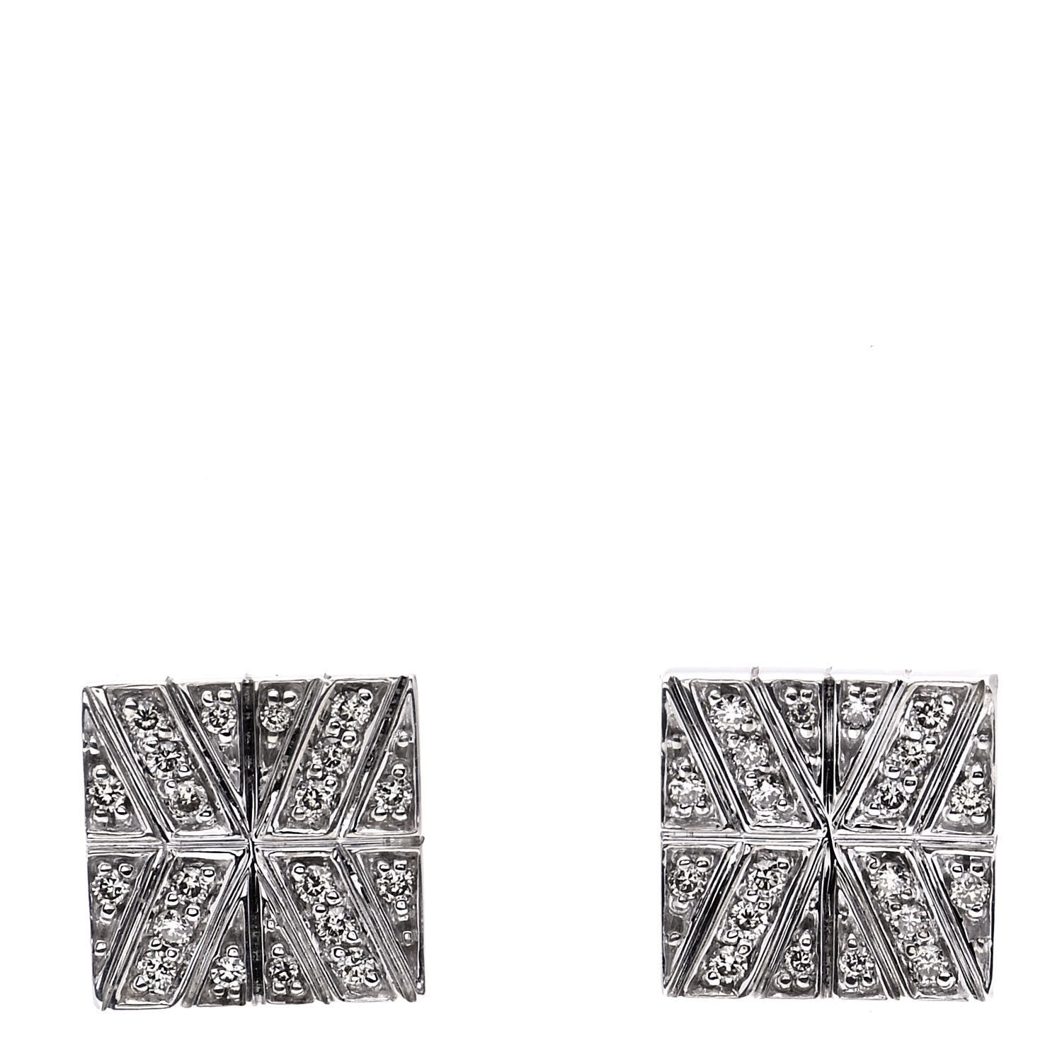 John Hardy Sterling Silver Diamond Modern Chain Square Earrings 1 of 6