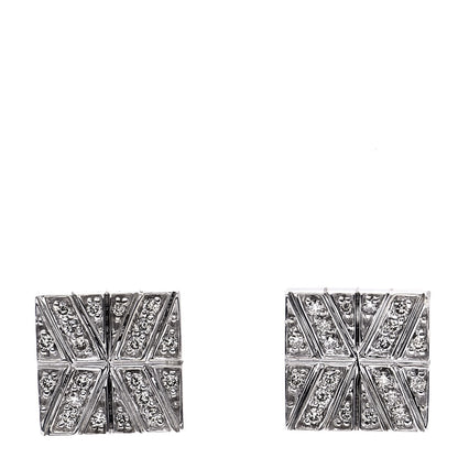 John Hardy Sterling Silver Diamond Modern Chain Square Earrings 1 of 6
