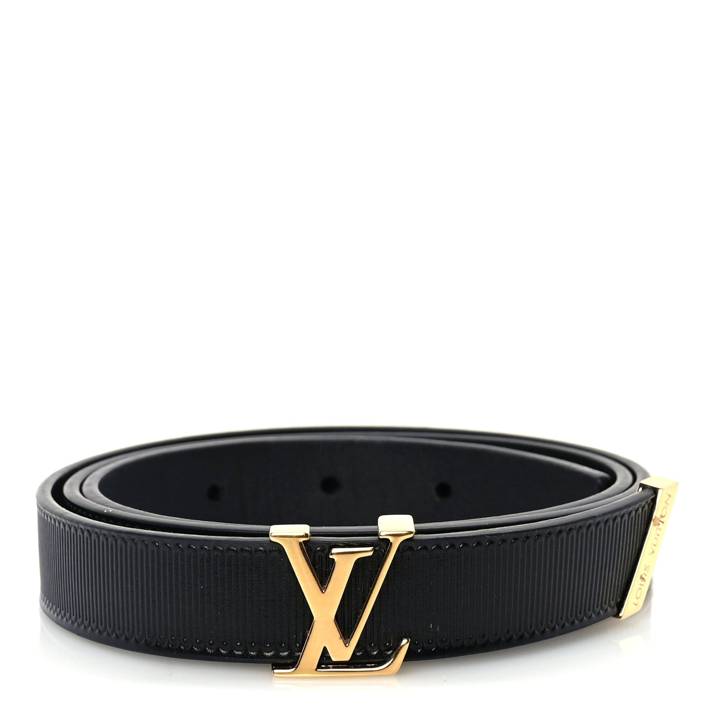 Calfskin Embossed 20MM LV Initiales Belt 80 32 Black