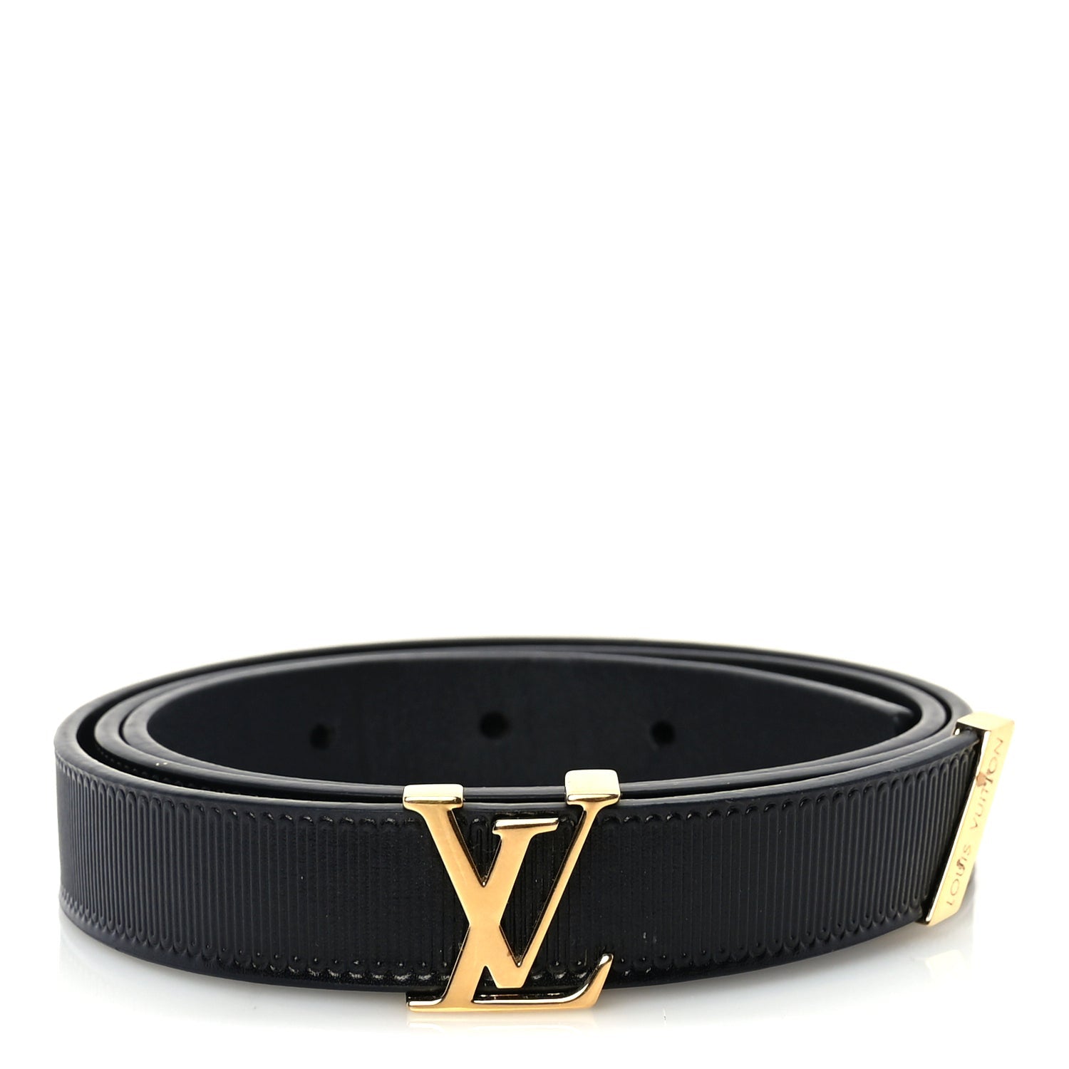 Louis Vuitton Calfskin Embossed 20MM LV Initiales Belt 80 32 Black 1 of 5