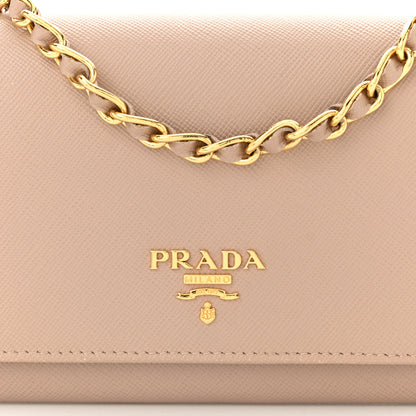 Prada Saffiano Metal Oro Chain Wallet Cammeo 7 of 10