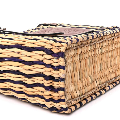 Loewe Reed Square Small Basket Tote Bag Natural Pecan Blue 8 of 9