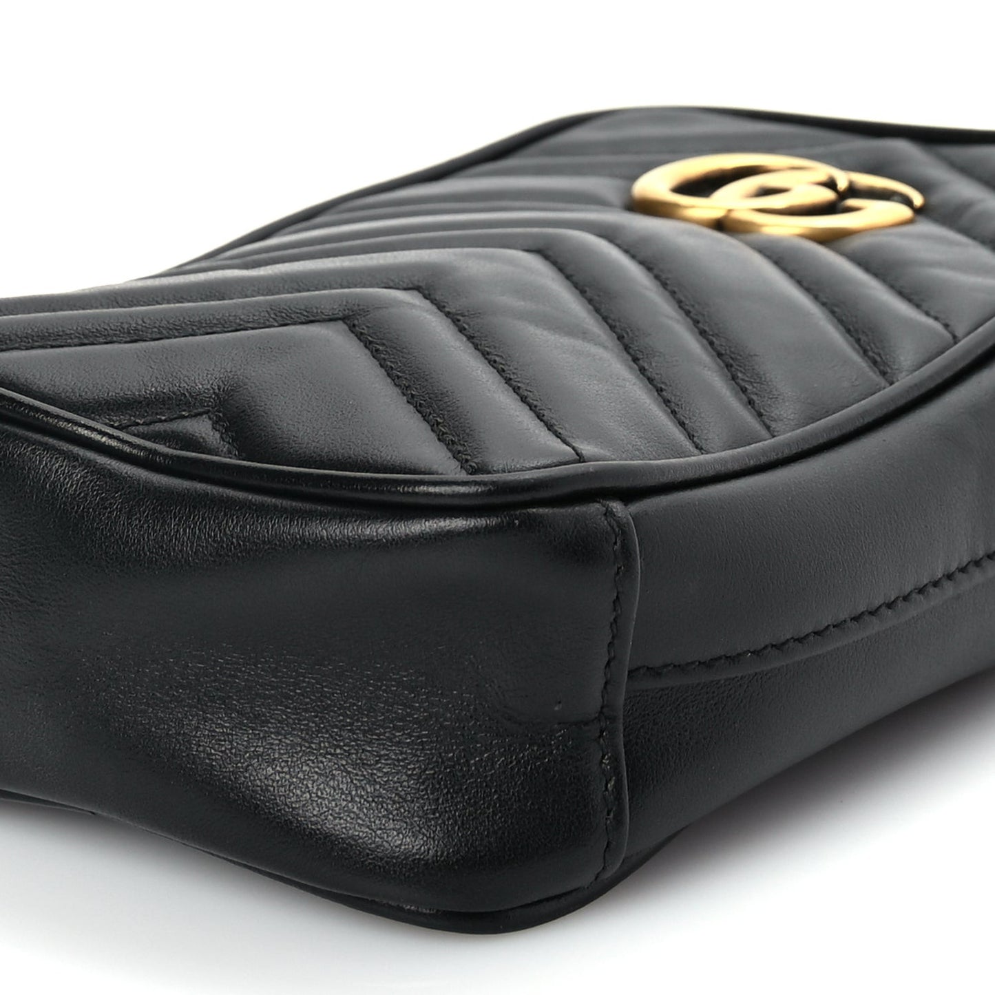 Calfskin Matelasse Mini GG Marmont Crossbody Bag Black
