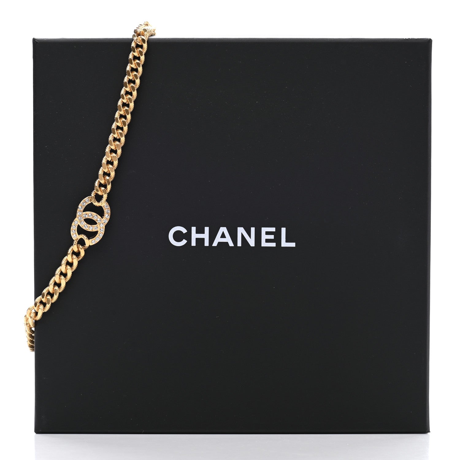 Chanel Crystal Chain Link CC Choker Necklace Gold 7 of 7