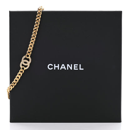 Chanel Crystal Chain Link CC Choker Necklace Gold 7 of 7