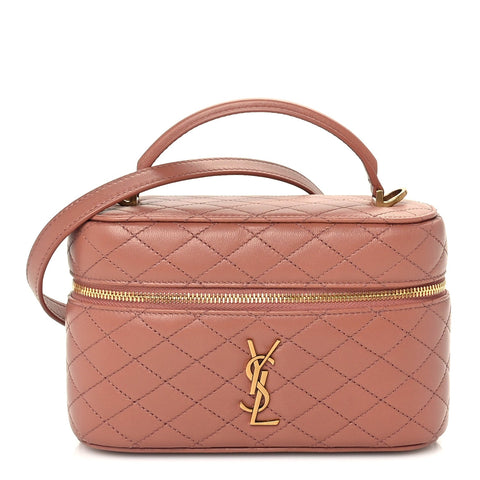 Lambskin Quilted Mini Gaby Vanity Case Barely Pink