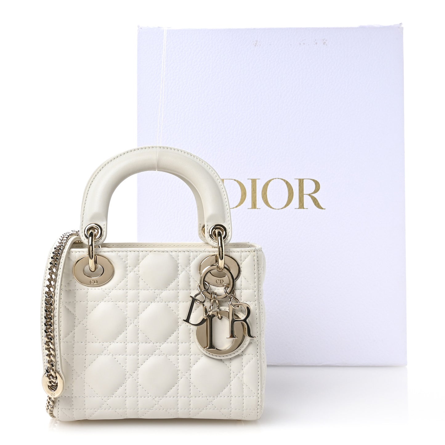 Lambskin Cannage Mini Lady Dior White
