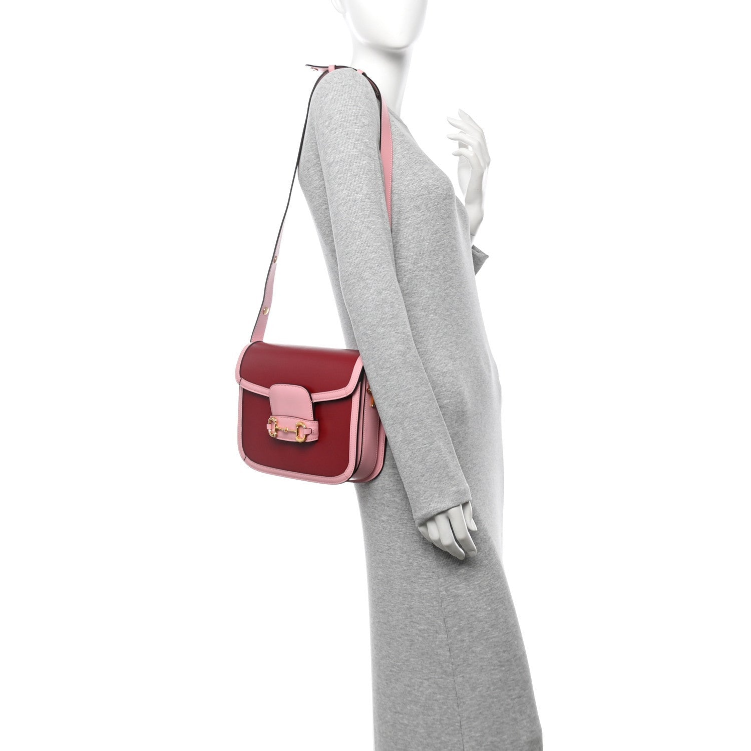 Gucci Azalea Calfskin Horsebit 1955 Shoulder Bag New Cherry Red Wild Rose 2 of 7