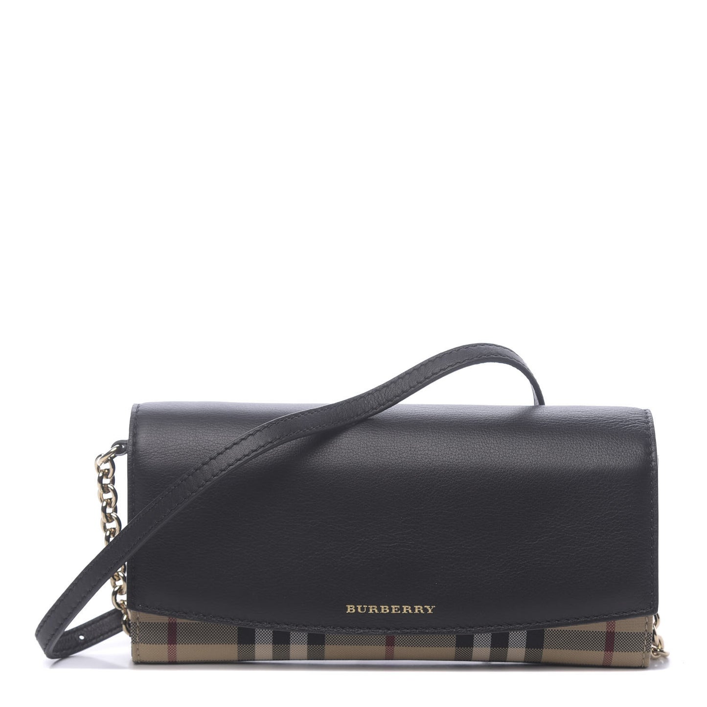 Calfskin House Check Henley Wallet On Chain Black