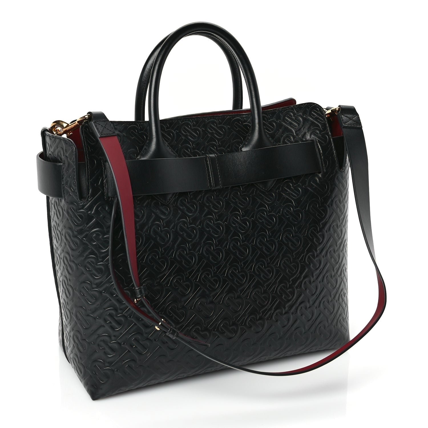 Burberry Calfskin Embossed Monogram Medium Belt Bag  Black 2 of 8