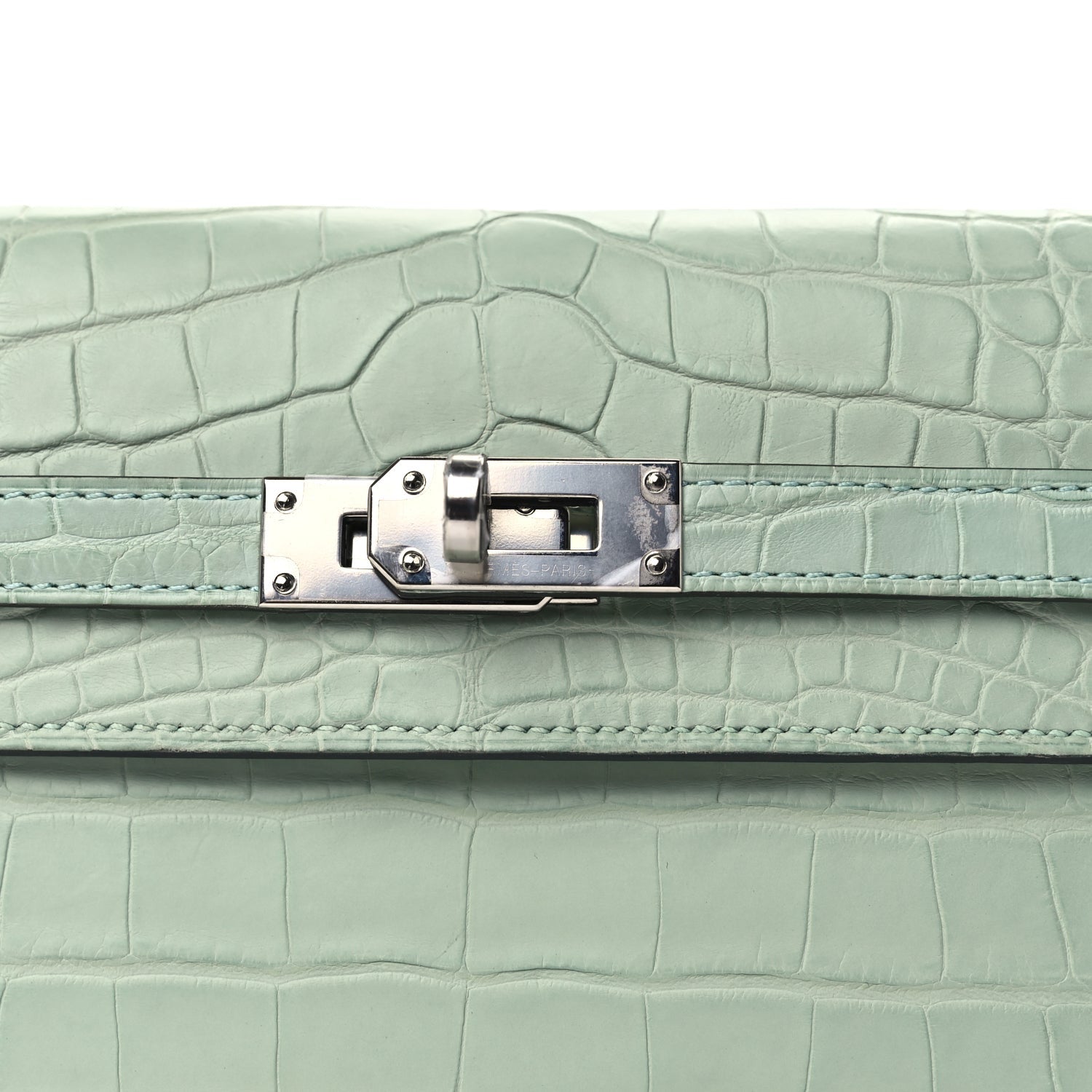 Hermes Matte Alligator Kelly Wallet To Go Vert D Eau 7 of 9