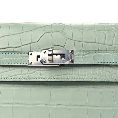 Hermes Matte Alligator Kelly Wallet To Go Vert D Eau 7 of 9