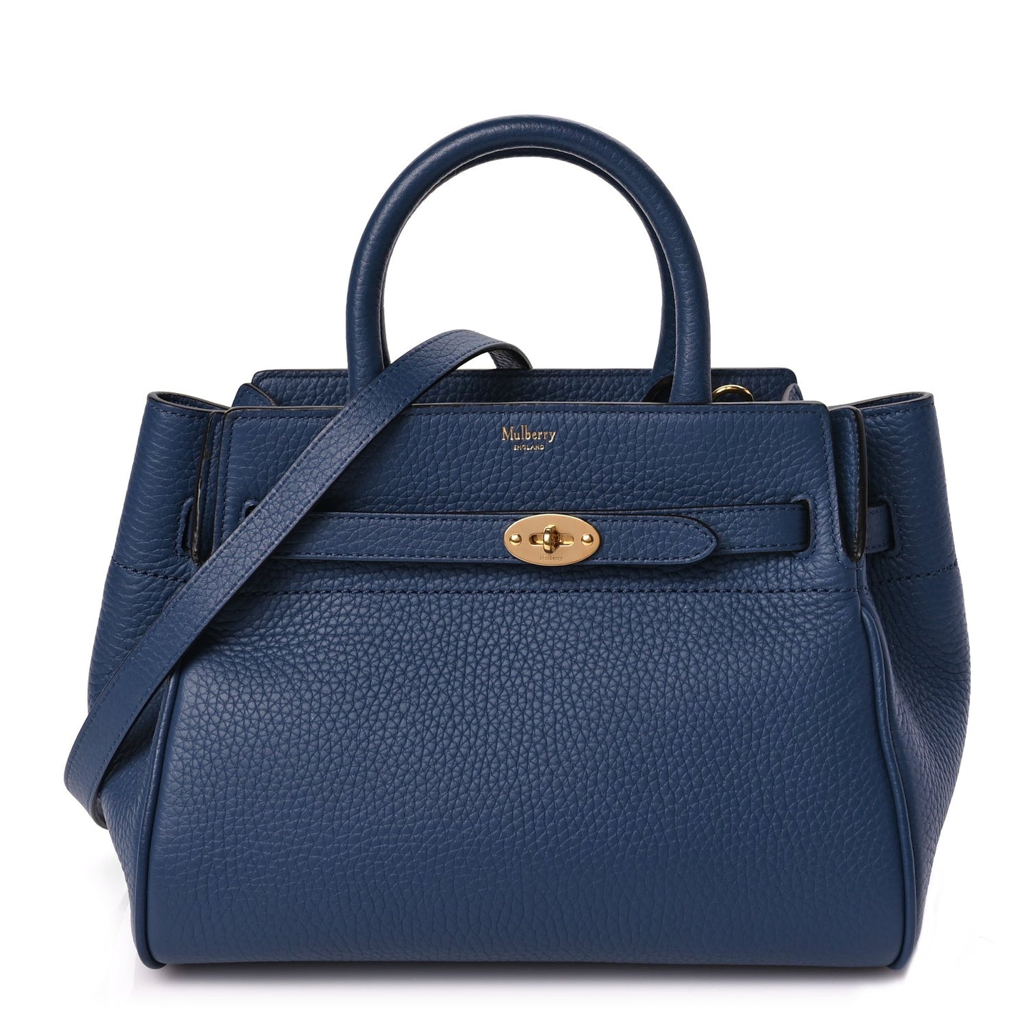 Heavy Grain Small Belted Bayswater Tote Pale Navy