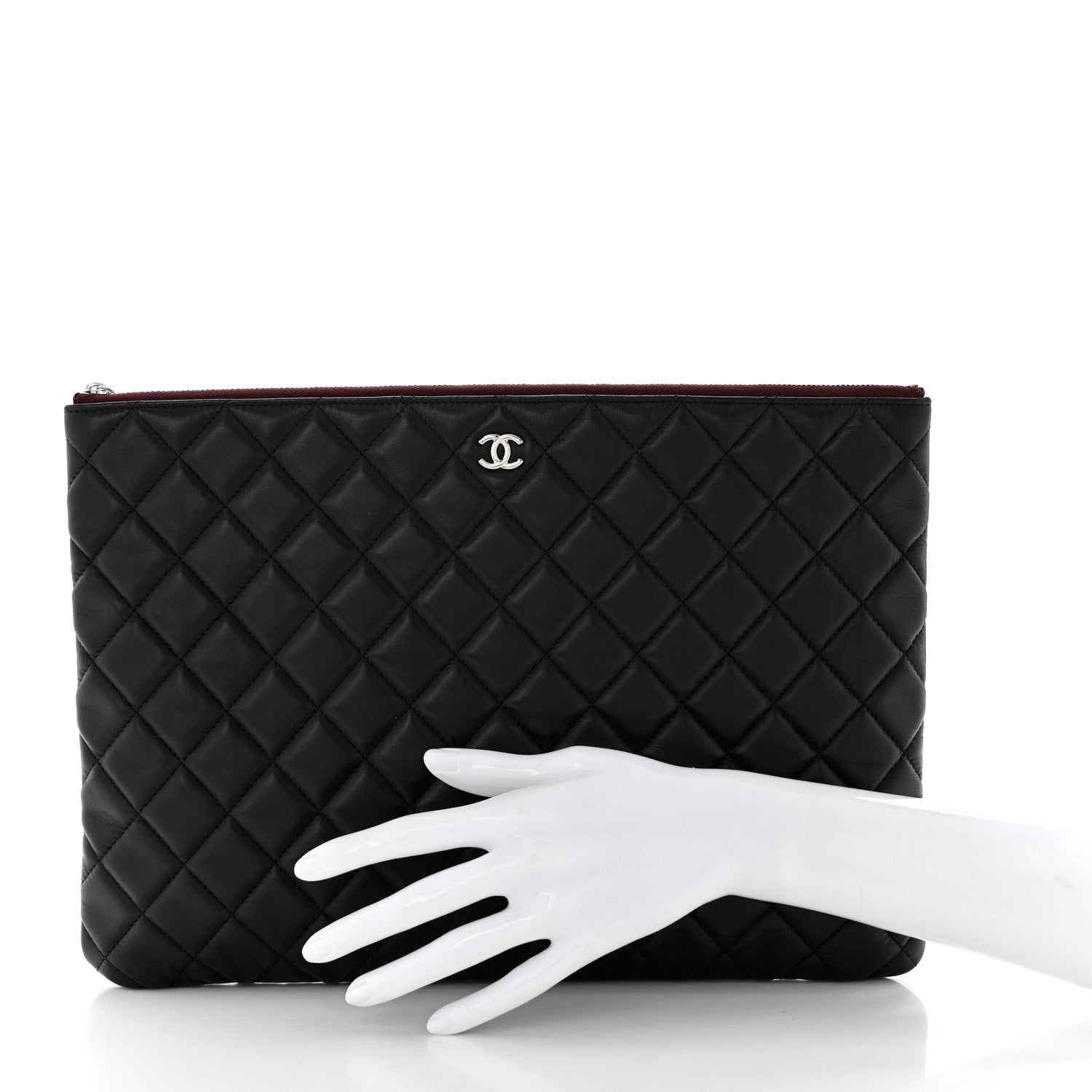 Chanel Lambskin Quilted Large Cosmetic Case Black 2 of 8