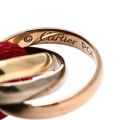 Cartier 18K Pink Yellow White Gold Trinity Cord Bracelet Red 3 of 4
