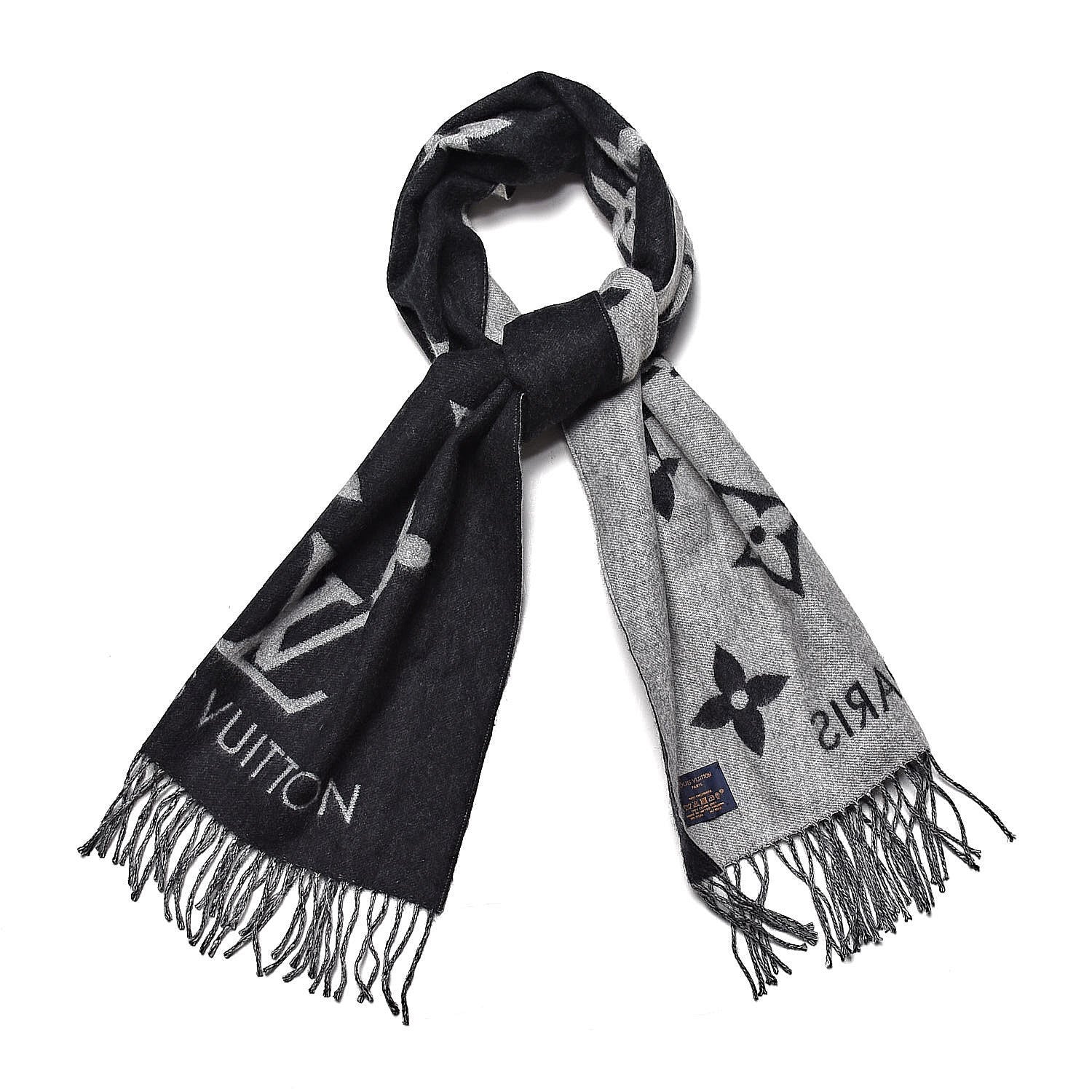 Louis Vuitton Cashmere Monogram Reykjavik Scarf Black 1 of 5