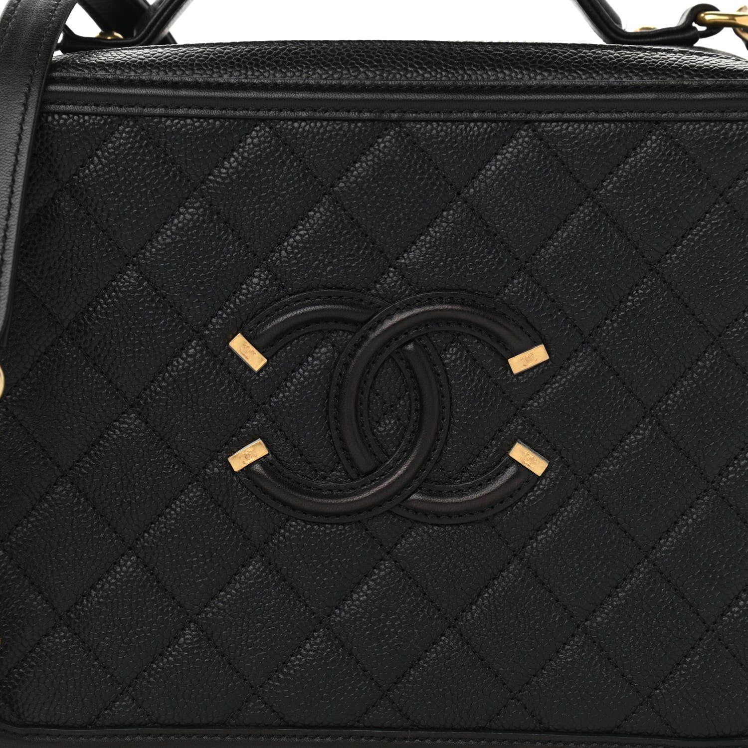 Chanel Caviar Quilted Large CC Filigree Vanity Case Black 9 of 11