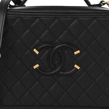 Chanel Caviar Quilted Large CC Filigree Vanity Case Black 9 of 11