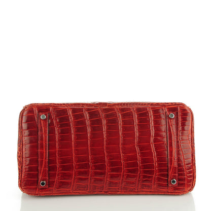 Hermes Shiny Porosus Crocodile Birkin 35 Rouge H 6 of 25