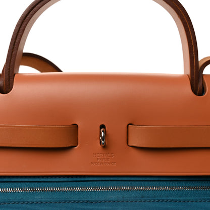 Hermes Toile Officier Vache Hunter Herbag Zip PM 31 Bleu Izmir Fauve 6 of 9