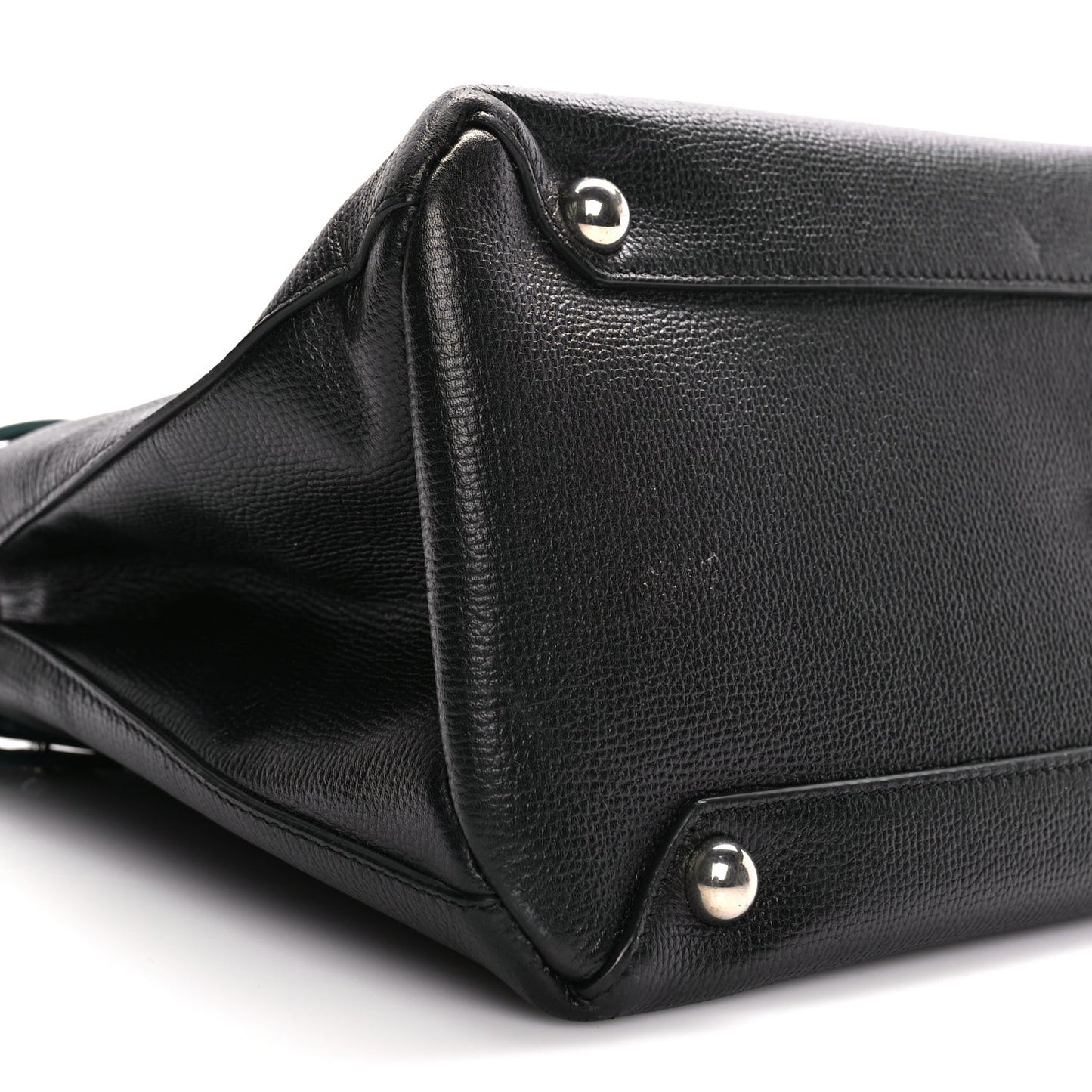 Derby Calfskin House Check Medium Banner Tote Black Sea Green