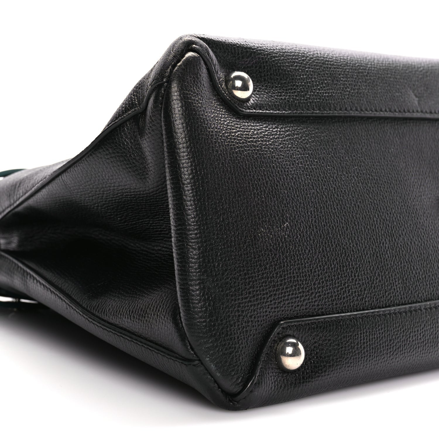 Burberry Derby Calfskin House Check Medium Banner Tote Black Sea Green 7 of 8