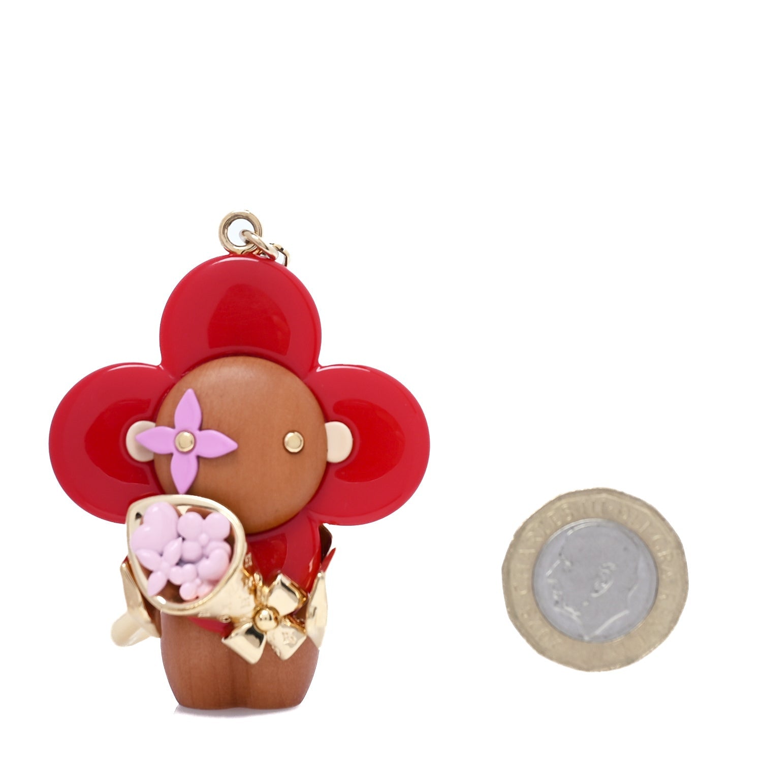 Louis Vuitton Resin Wood Vivienne Candy Heart Bag Charm  Red 5 of 5