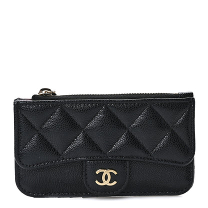 Chanel Caviar Quilted Flap Zip Card Holder Black 1 of 8