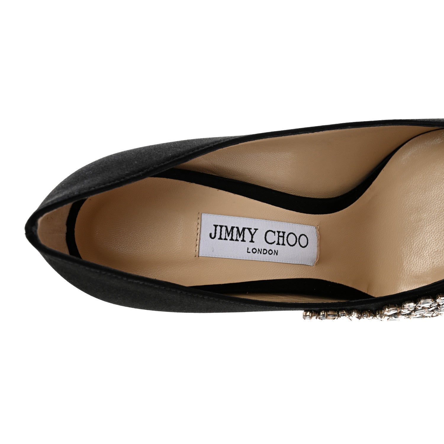 Jimmy Choo Satin Crystal Embellished Love 85mm Pumps 39 Black 9 of 11