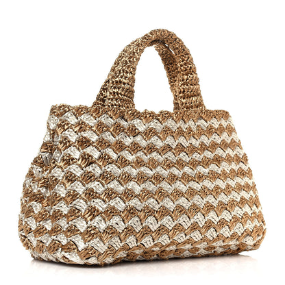 Prada Raffia Crochet Bi-Color Tote Naturale Talco 3 of 12