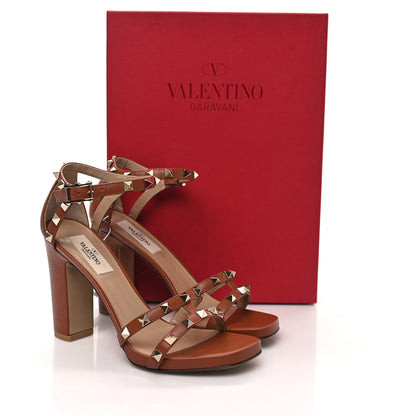 Valentino Garavani Pebbled Calfskin Rockstud Cross Strap 05/105mm Sandals 36.5 Selleria 8 of 8