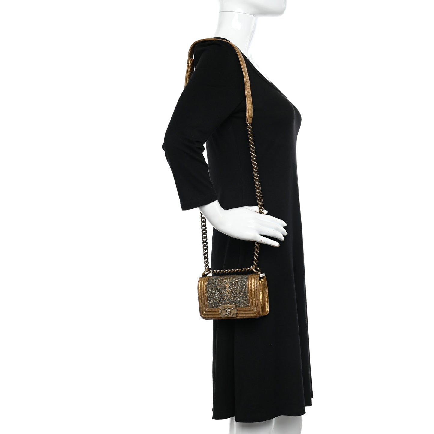 Galuchat Stingray Mini Boy Flap Gold