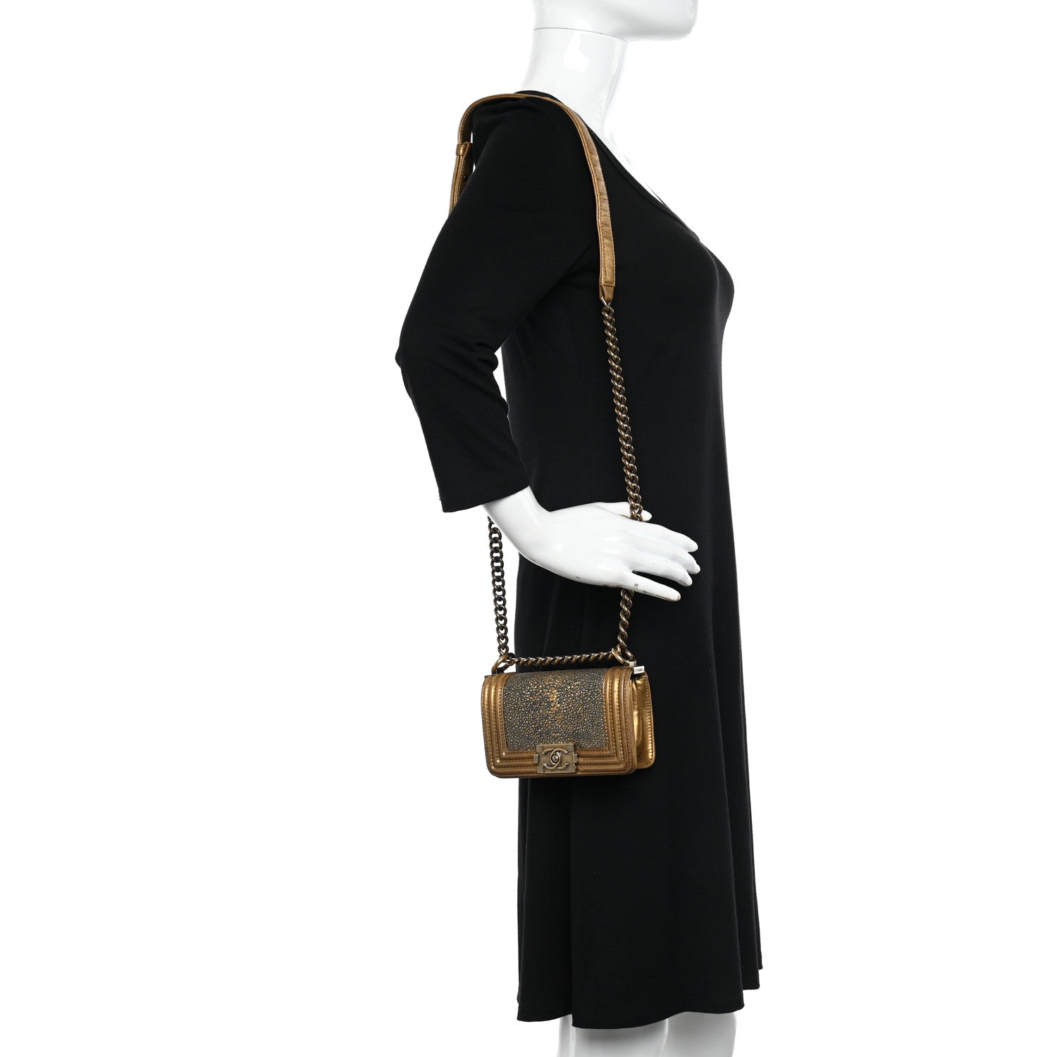 Chanel Galuchat Stingray Mini Boy Flap Gold 2 of 11