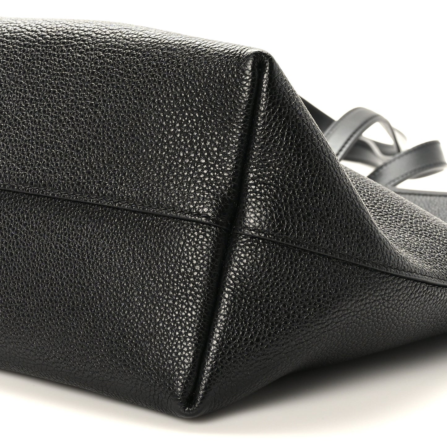 Grained Calfskin East West Medium Zipper Tote Black