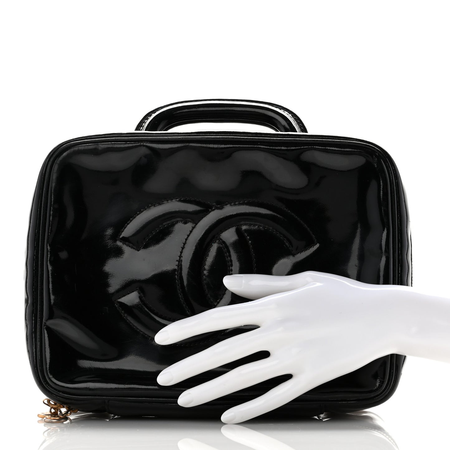 Patent CC Vanity Cosmetic Case Black