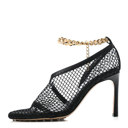 Bottega Veneta Mesh Nappa Chunky Chain Sandals 37.5 Black 1 of 7