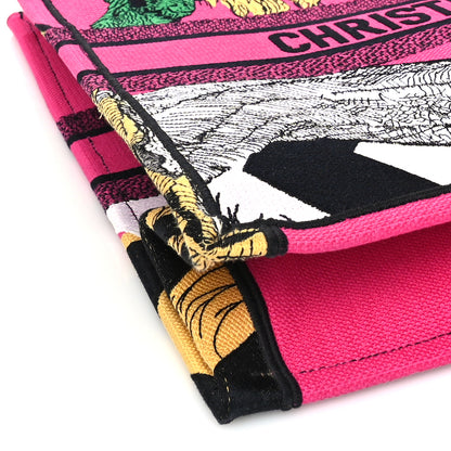 Christian Dior Canvas Embroidered Large Jungle Pop Book Tote Fuchsia Multicolor 7 of 8