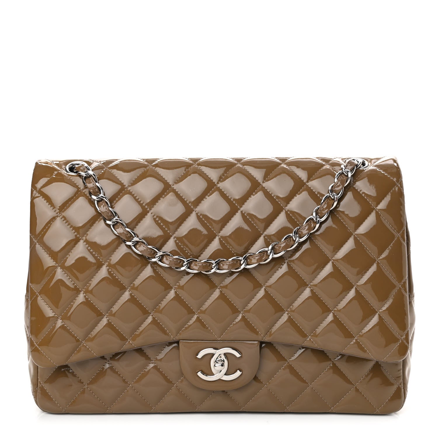 Chanel Patent Calfskin Quilted Maxi Double Flap Grey 1 of 10