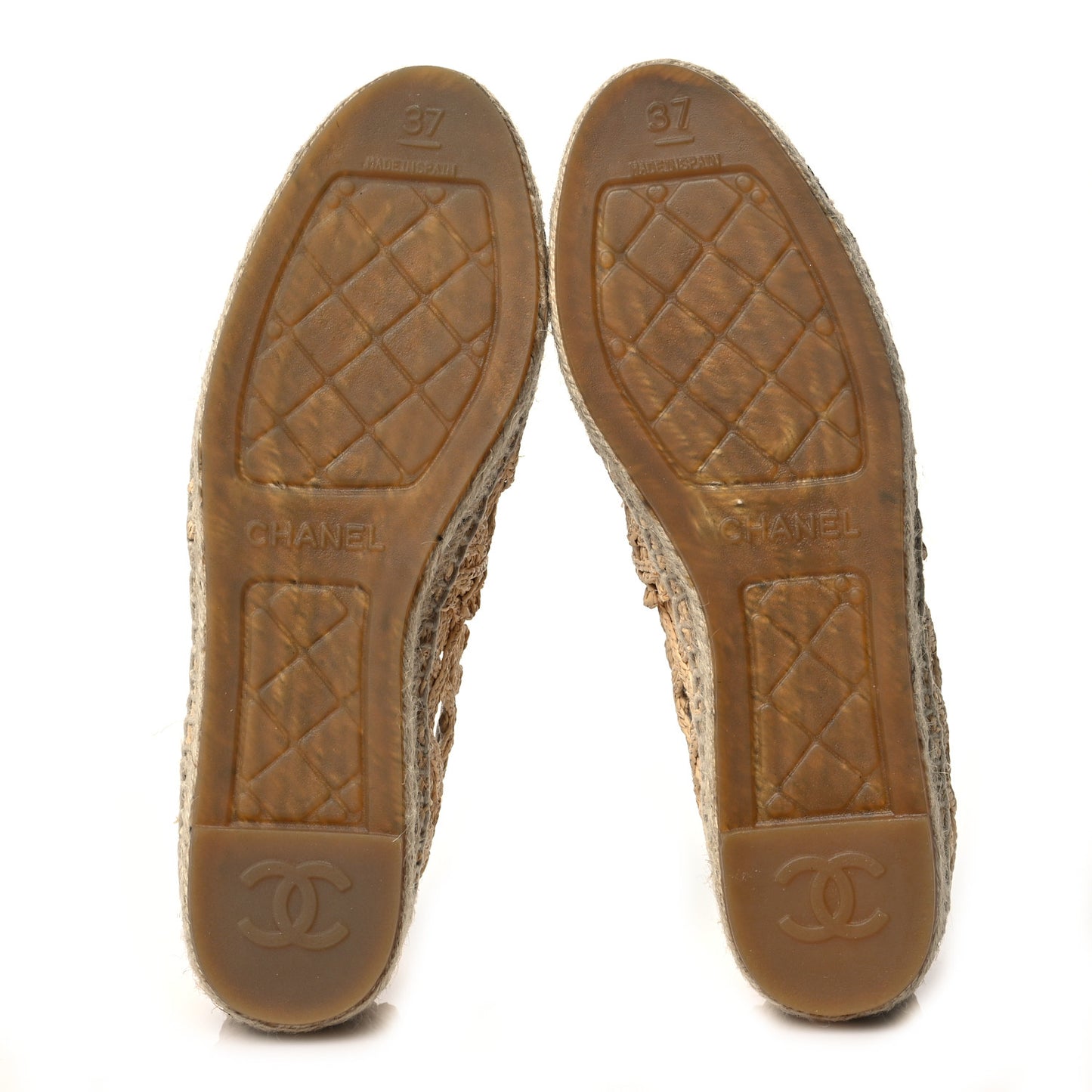 Raffia Fabric CC Espadrilles 37 Beige Black